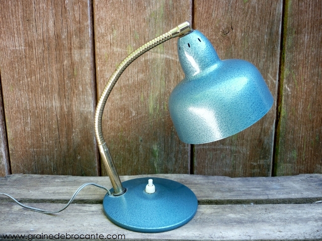 Lampe de bureau années 50 vintage avec son flexible en laiton