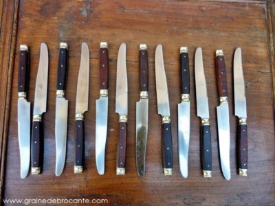 12 couteaux bois et acier anciens