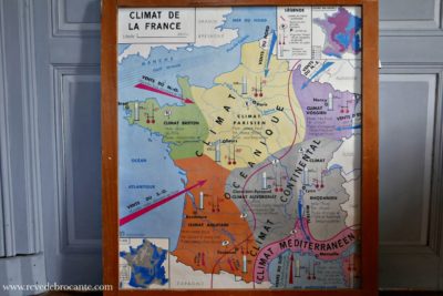 Carte scolaire de 1960 Editions MDI " Climat de la France"
