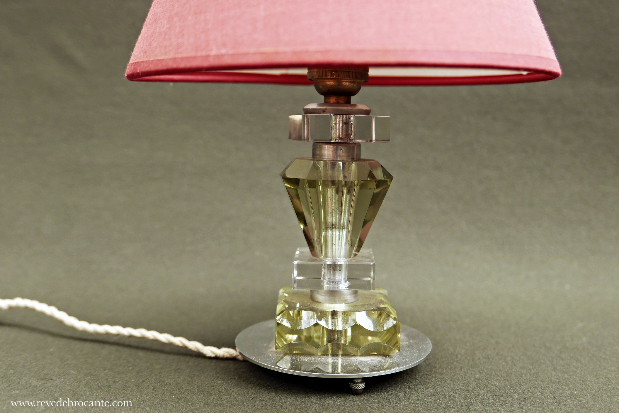 Pied de lampe art déco, pied de lampe cristal et laiton, lampe à poser,  cristal art déco, décoration intérieur, cristal lamp -  France