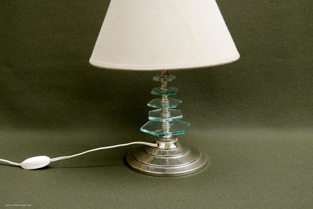 Lampe métal et verre art déco - Rêve de Brocante